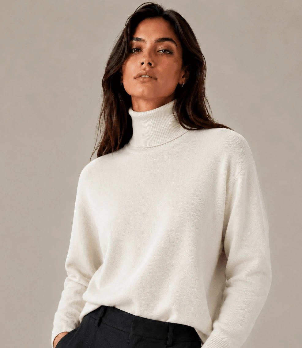 Cream High Neck Sweater - ELLY