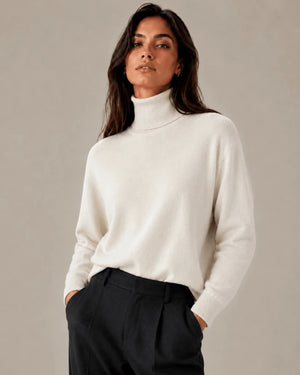 Cream High Neck Sweater - ELLY