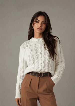 Cream Short Knit Sweater - ELLY