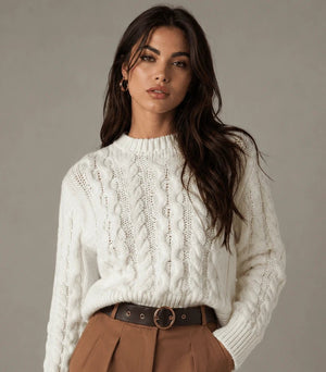 Cream Short Knit Sweater - ELLY