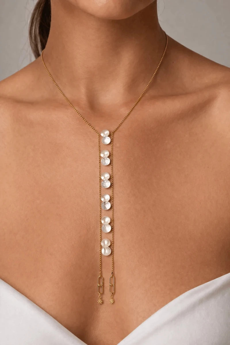 Crystal Accent Layered Necklace, 18 Karat Gold Plated - ELLY