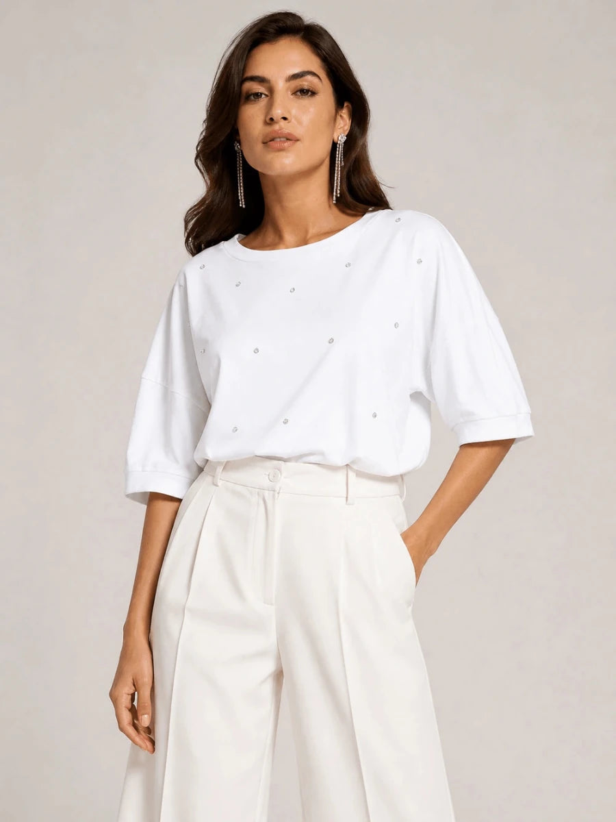 Crystal Embellished Oversized Top - ELLY