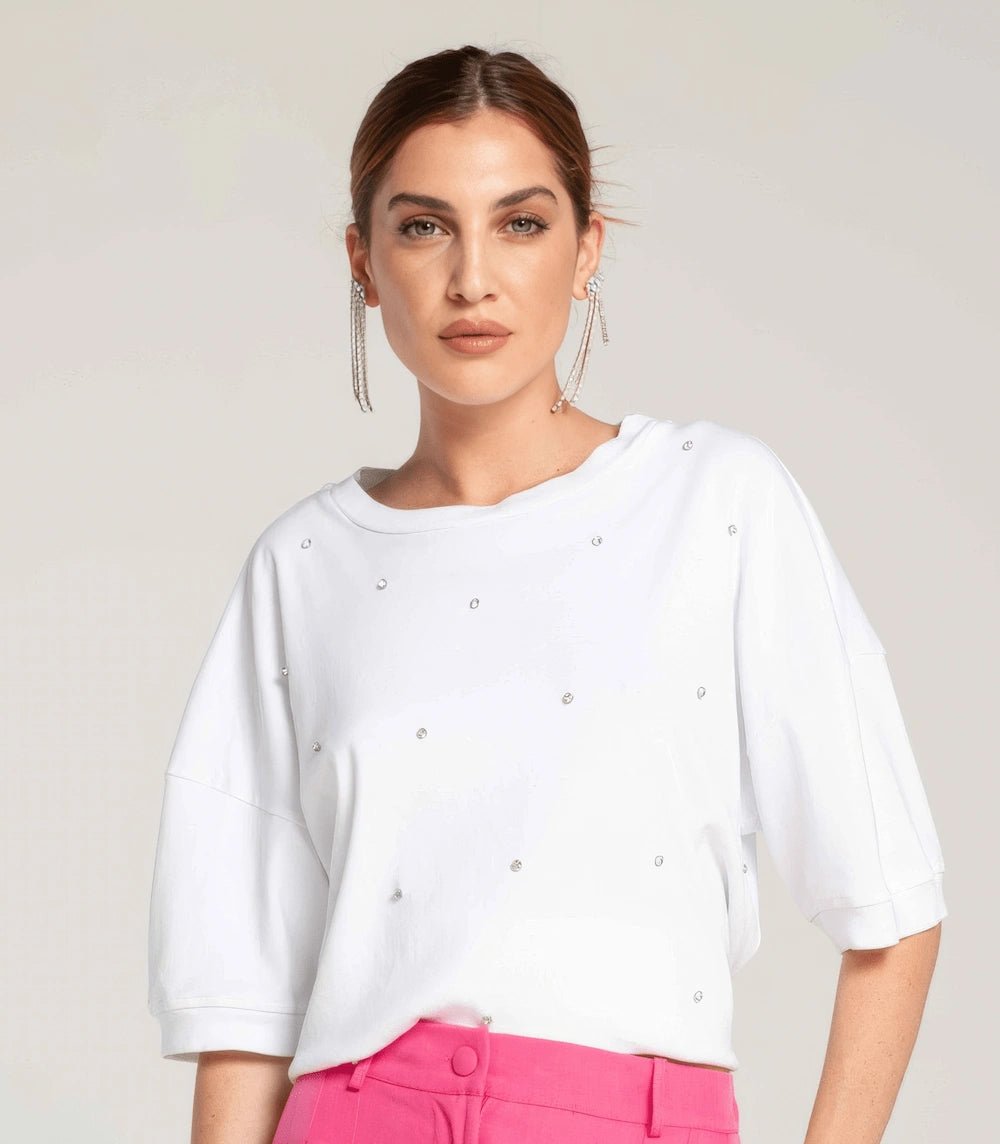 Crystal Embellished Oversized Top - ELLY