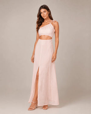 Crystal Rose One - Shoulder Cut - Out Maxi Dress - ELLY