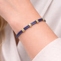 Deep Blue Leather & Gold Accent Bracelet - ELLY