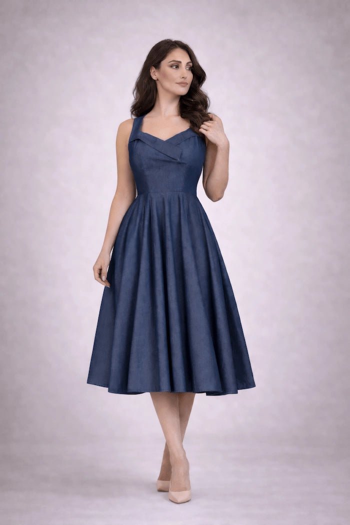 Denim Dream Halter Maxi Dress - ELLY