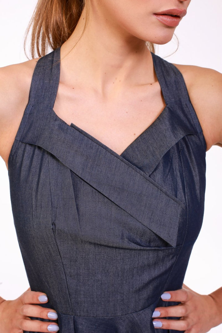 Denim Dream Halter Maxi Dress - ELLY