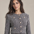 Dory Black and White Textured Jacket in Bianco/Nero, closer product view showing the upper garment silhouette