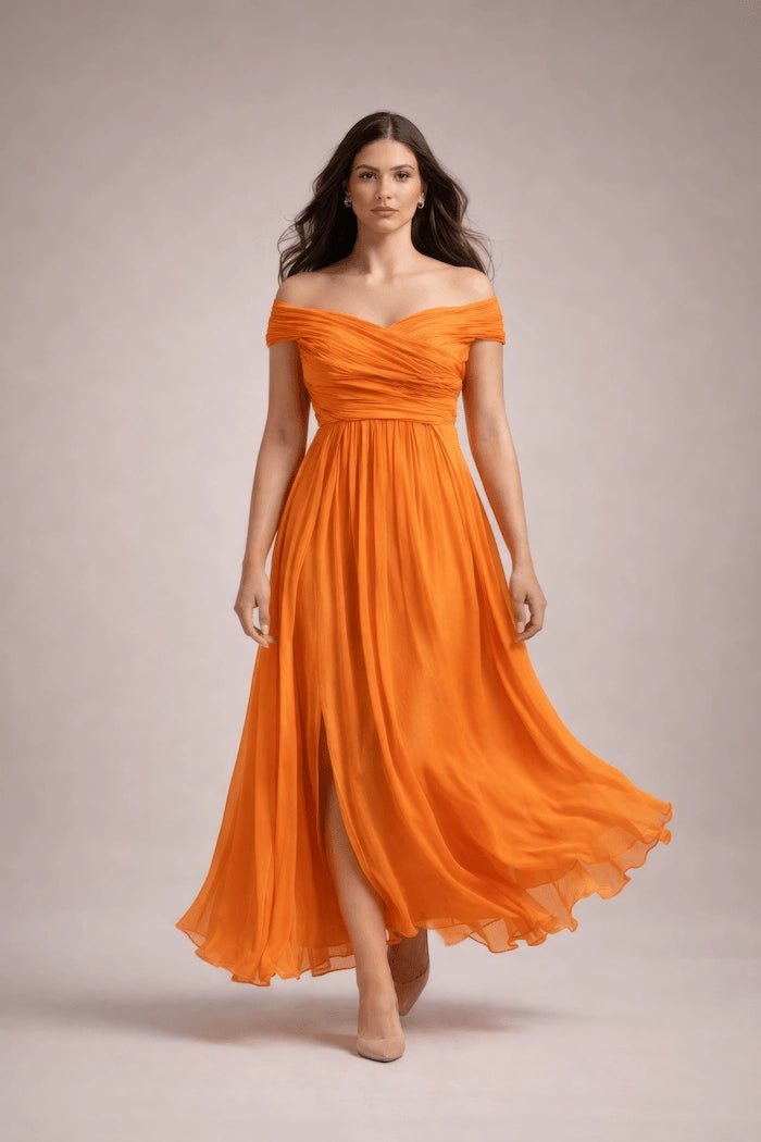 Draped Orange Dress – ELLY - ELLY