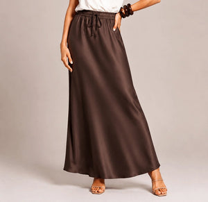 Drawstring Waist Maxi Skirt - ELLY