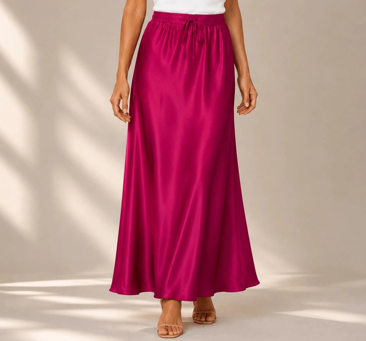 Drawstring Waist Maxi Skirt - ELLY