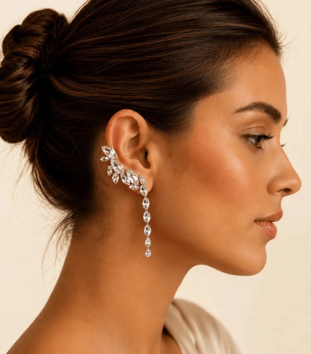 Earcuff Crystal Line Argento - ELLY