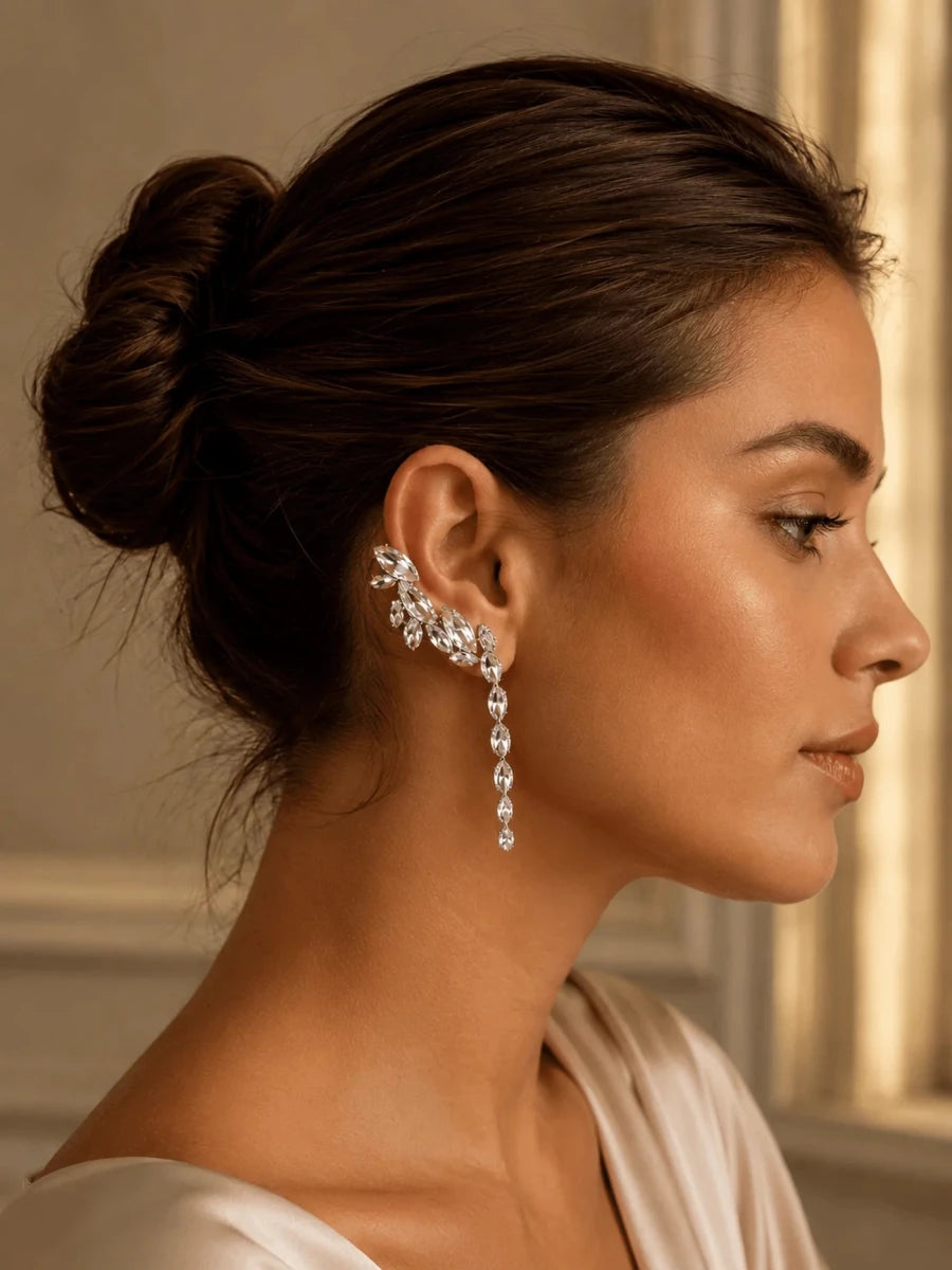 Earcuff Crystal Line Argento - ELLY