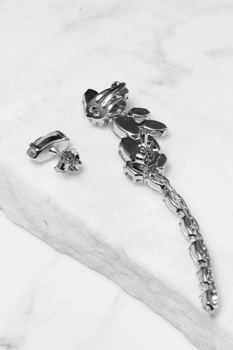 Earcuff Crystal Line Argento - ELLY