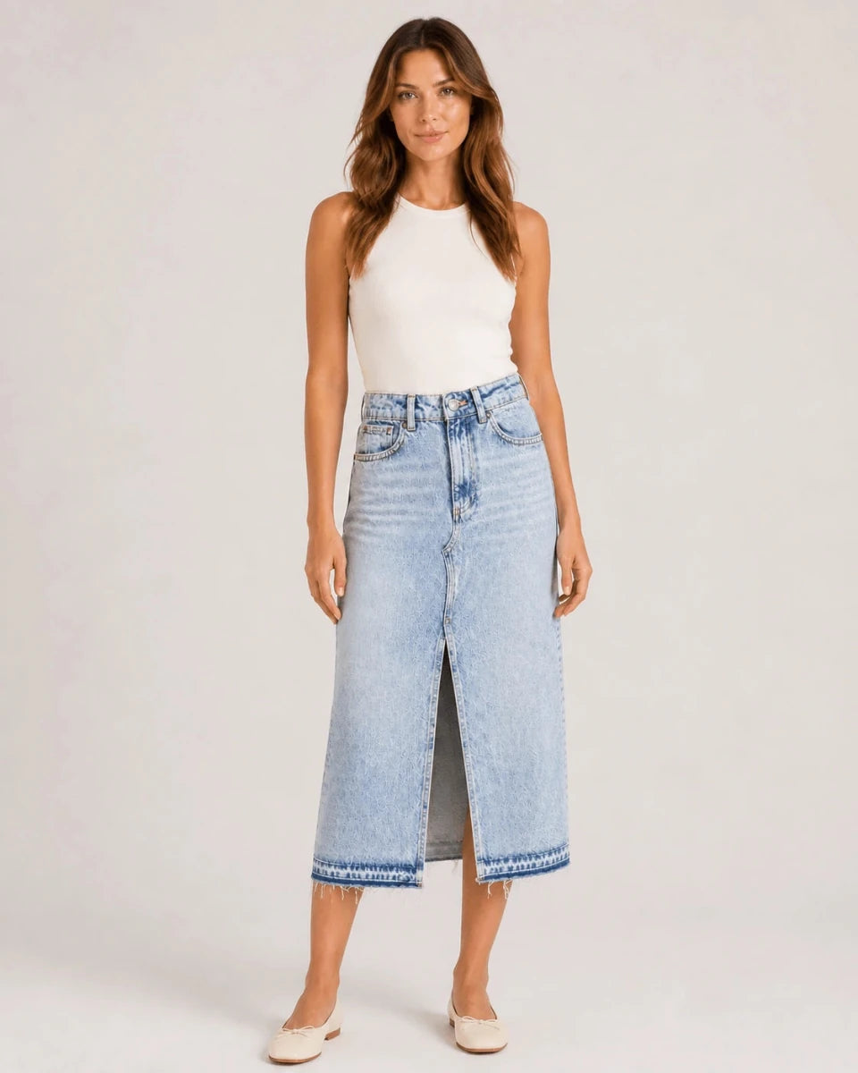Effortless Denim Maxi Skirt - ELLY