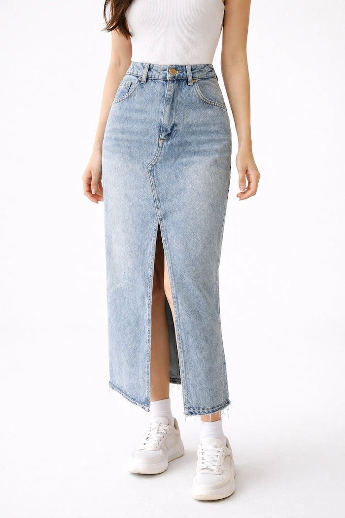 Effortless Denim Maxi Skirt - ELLY