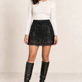 Elegance in Motion Lightly Sheer Skirt - Paillettes Nero - ELLY