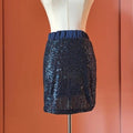Elegance in Motion Skirt - Paillettes Navy Blu - ELLY