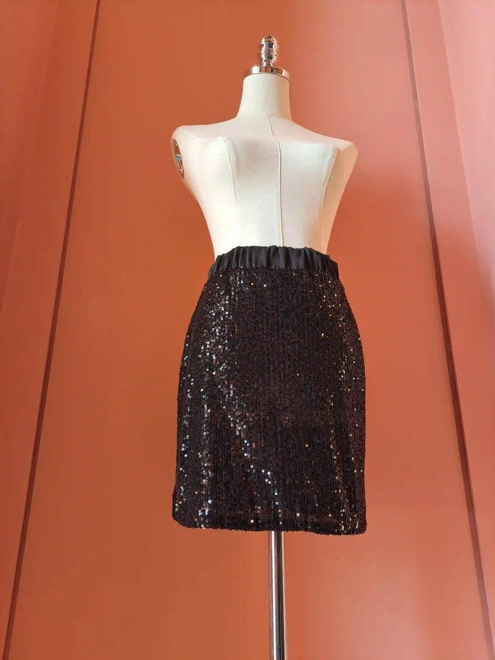 Elegance in Motion Skirt - Paillettes Nero - ELLY