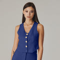 Eleganza Blu Sleeveless Vest (Blu) - ELLY