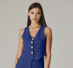 Eleganza Blu Sleeveless Vest (Blu) - ELLY