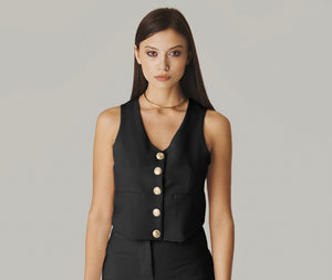 Eleganza Nero Sleeveless Vest - ELLY