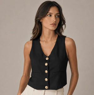 Eleganza Nero Sleeveless Vest - ELLY