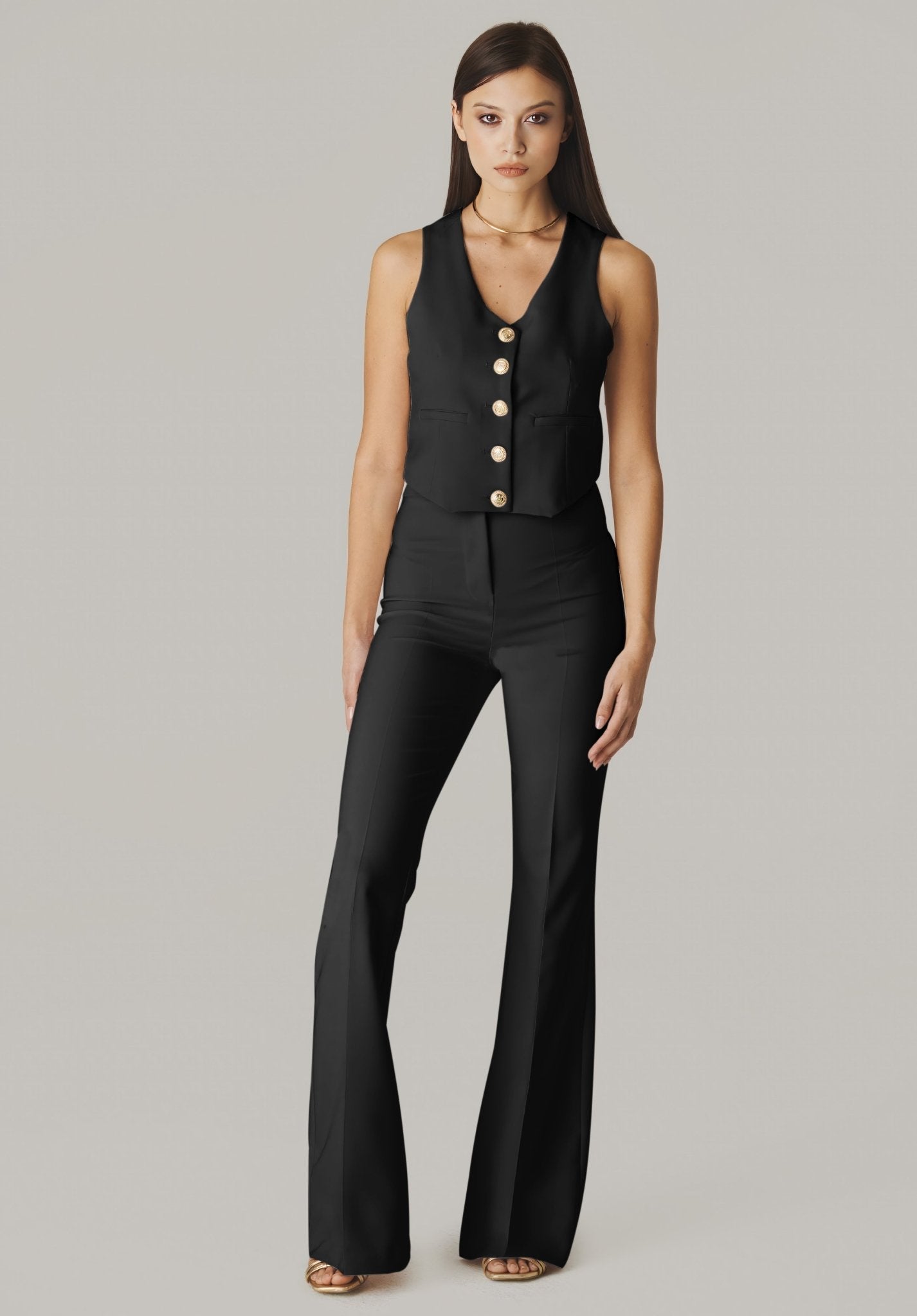 Eleganza Nero Sleeveless Vest - ELLY