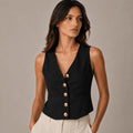 Eleganza Nero Sleeveless Vest - ELLY