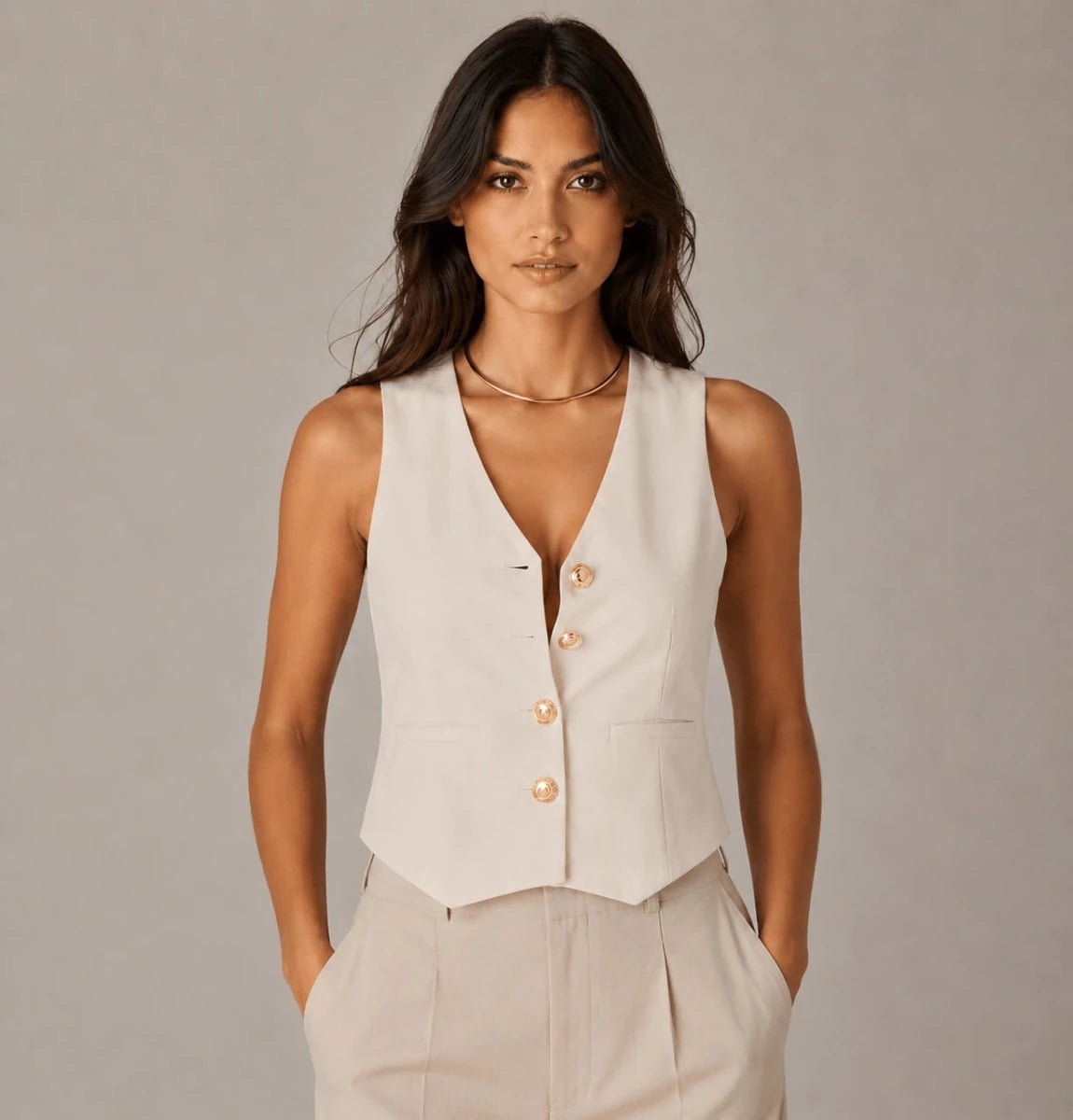 Eleganza Panna Sleeveless Vest - ELLY