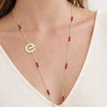 ELLY Logo Beaded Chain Necklace – Red - ELLY
