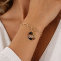 Elly Logo Charm Chain Bracelet – Gold Tone - ELLY