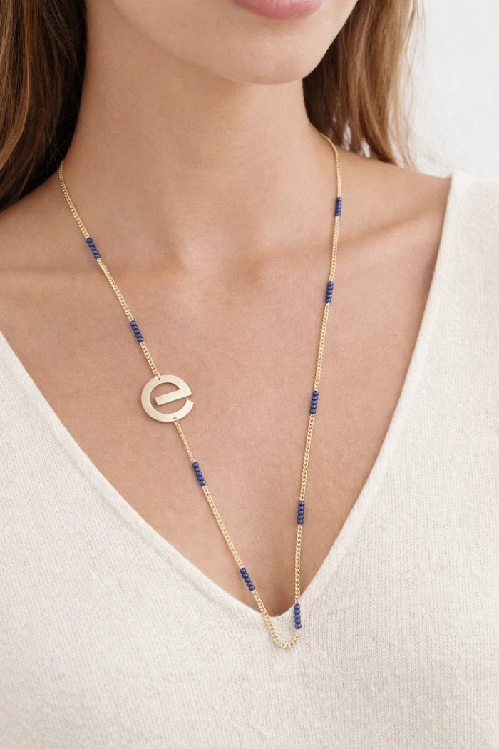 ELLY Violet Crystal Beaded Chain Necklace - ELLY