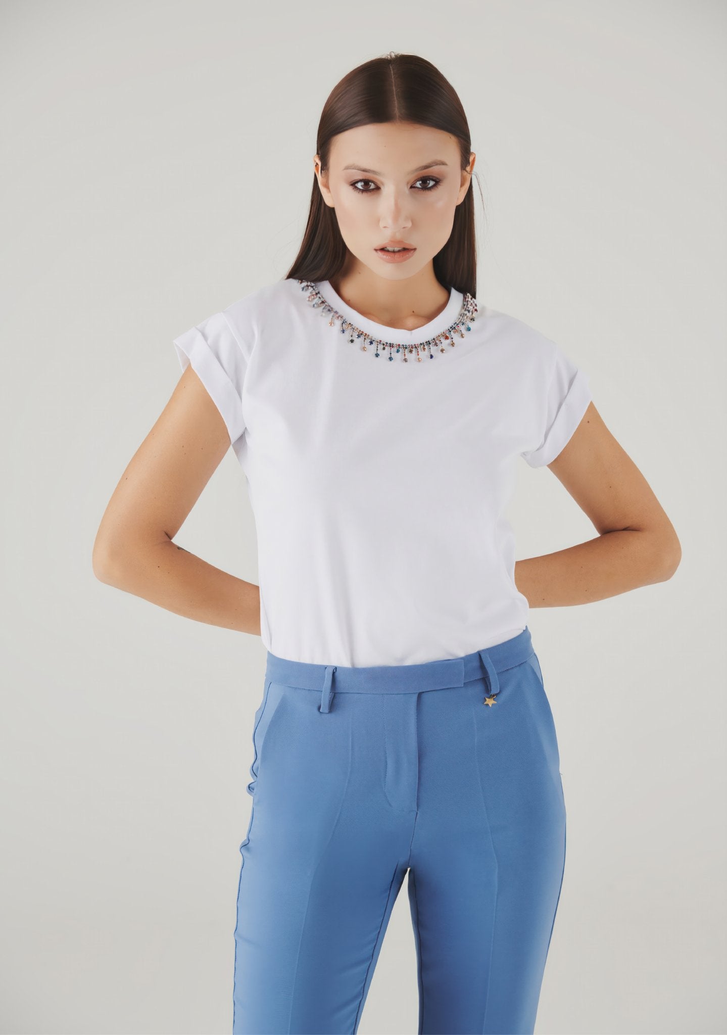 Elysian Elegance Cropped Crewneck T-Shirt - ELLY