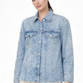 Embellished Light Wash Denim Jacket - ELLY