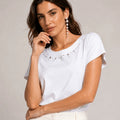 Embellished Neckline Top - ELLY