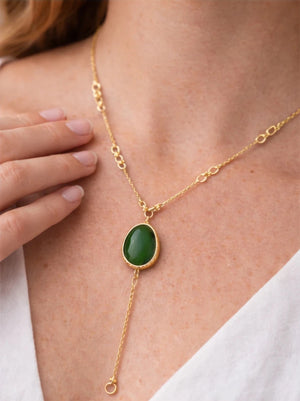 Emerald Drop Pendant Necklace – Gold - ELLY