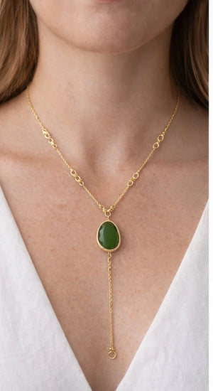 Emerald Drop Pendant Necklace – Gold - ELLY