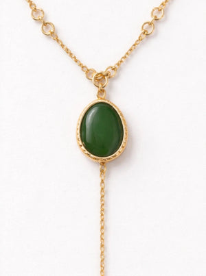Emerald Drop Pendant Necklace – Gold - ELLY