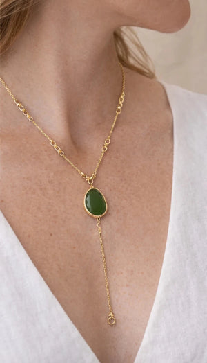 Emerald Drop Pendant Necklace – Gold - ELLY