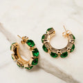 Emerald Royale Crystal Hoop Earrings - ELLY