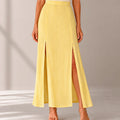 Empire Yellow Double Slit Maxi Skirt - ELLY