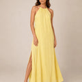 Empire Yellow Halter Maxi Dress - ELLY