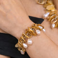 Exquisite Gold Leaf Bracelet Featuring Baroque Pearls - ELLY