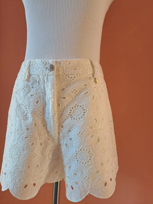 Eyelet Embroidered Shorts – Bianco - ELLY