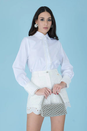 Eyelet Embroidered Shorts – Bianco - ELLY