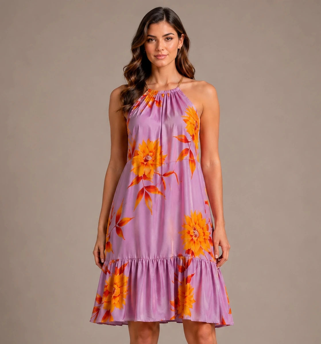 Floral Halter Mini Dress – Rosa - ELLY