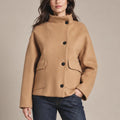 Frida Beige High-Neck Jacket in Beige, closer product view showing the upper garment silhouette