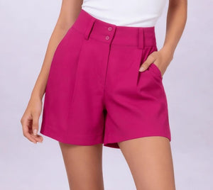 Fuchsia Pink Tailored Shorts - ELLY
