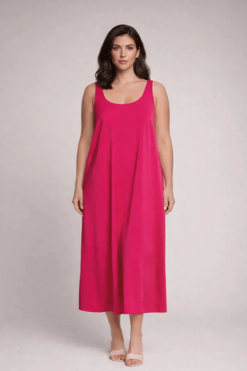 Fucsia Draped Back Maxi Dress - ELLY